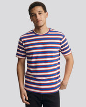 Cargar imagen en el visor de la galería, Camiseta de Rayas Azules con Blanco y Rojo para Hombre