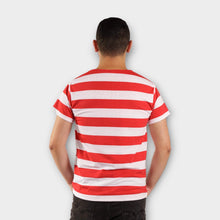 Cargar imagen en el visor de la galería, Camiseta de rayas rojas y blancas (anchas) para hombre (Espalda)