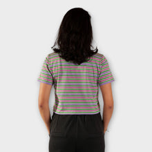 Cargar imagen en el visor de la galería, Crop Top de Rayas Moradas, Verdes y Rosadas de espalda