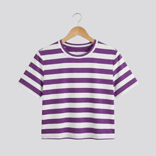 Cargar imagen en el visor de la galería, Crop Top de Rayas Moradas y Blancas
