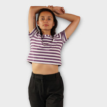 Cargar imagen en el visor de la galería, Crop Top de Rayas Moradas y Blancas
