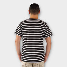 Cargar imagen en el visor de la galería, Camiseta Negra de Rayas Blancas para Hombre (Espalda)