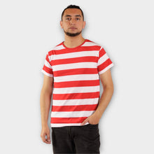 Cargar imagen en el visor de la galería, Camiseta de rayas rojas y blancas (anchas) para hombre