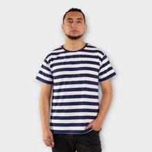 Cargar imagen en el visor de la galería, Camiseta de Rayas Azules y Blancas para Hombre (Frente)