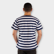 Cargar imagen en el visor de la galería, Camiseta de Rayas Azules y Blancas para Hombre (Espalda)