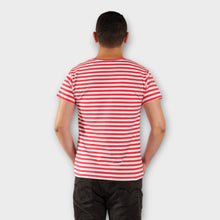 Cargar imagen en el visor de la galería, Camiseta de Rayas Rojas y Blancas para hombre de espalda