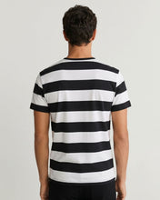 Cargar imagen en el visor de la galería, camiseta de rayas negras y blancas - 5 cm - modelo hombre espalda