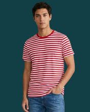 Cargar imagen en el visor de la galería, camiseta de rayas rojas y blancas - 1 cm - modelo hombre