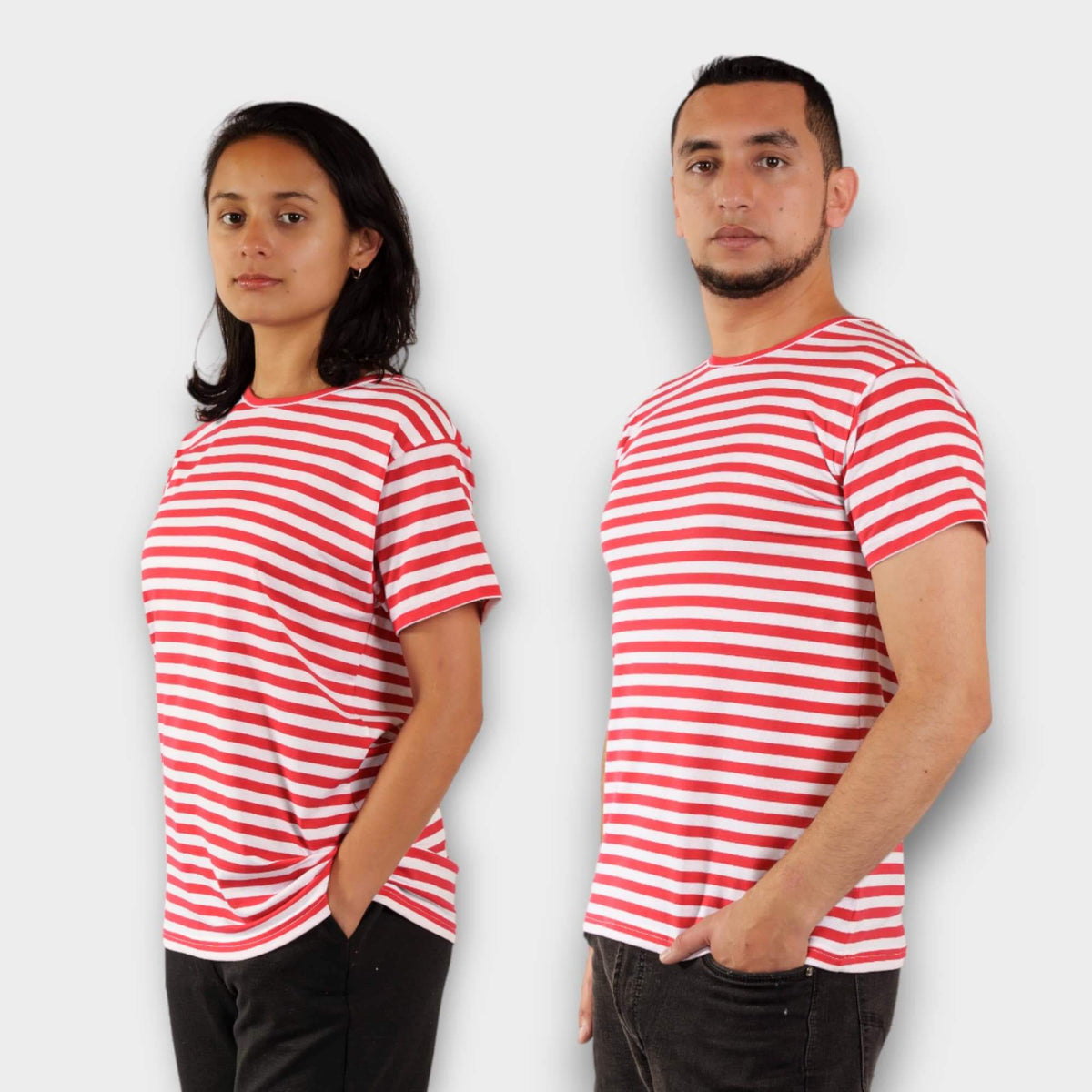 Camiseta de rayas - Blanco/Rayas rojas - MUJER