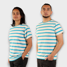 Cargar imagen en el visor de la galería, Camiseta de Rayas Azules Aguamarina y Blancas