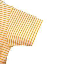 Cargar imagen en el visor de la galería, Camiseta de Rayas Amarillas y Blancas para Mujer y Hombre (Manga)