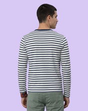 Cargar imagen en el visor de la galería, Buzo de rayas Blancas y Negras para Hombre - Rayas delgadas - Espalda
