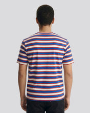 Cargar imagen en el visor de la galería, Camiseta de Rayas Azules con Blanco y Rojo para Hombre (Espalda)
