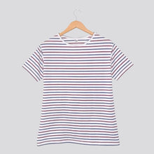 Cargar imagen en el visor de la galería, Camiseta de Rayas Azules con Vinotinto y Blanco
