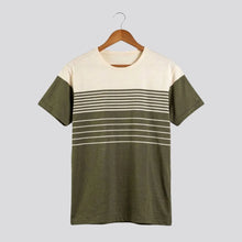 Cargar imagen en el visor de la galería, Camiseta de Rayas Verde Militar y Blancas Hueso
