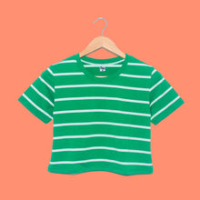 Cargar imagen en el visor de la galería, Crop Top Verde de Rayas Blancas
