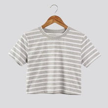 Cargar imagen en el visor de la galería, Crop Top de Rayas Grises y Blancas
