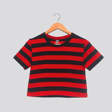 Cargar imagen en el visor de la galería, Crop Top de Rayas Rojas y Negras
