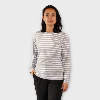 Buzo de Rayas Grises y Blancas para Mujer