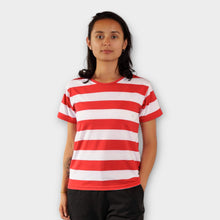 Cargar imagen en el visor de la galería, Camiseta de rayas rojas y blancas (anchas) para mujer
