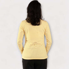 Cargar imagen en el visor de la galería, Buzo de Rayas Amarillas y Blancas para  Mujer (Espalda)
