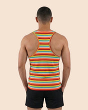 Cargar imagen en el visor de la galería, Esqueleto Gym de Rayas Blancas, Rojas, Amarillas y Azules para Hombre - Espalda
