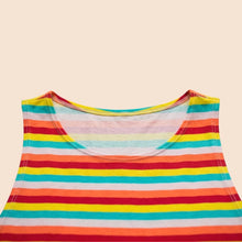 Cargar imagen en el visor de la galería, Esqueleto Gym de Rayas Blancas, Rojas, Amarillas y Azules para Mujer - Cuello
