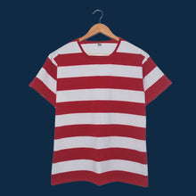Cargar imagen en el visor de la galería, camiseta de rayas rojas y blancas - 6 cm
