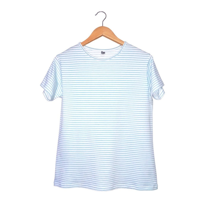 Camiseta a Rayas Azul Claro con Blanco