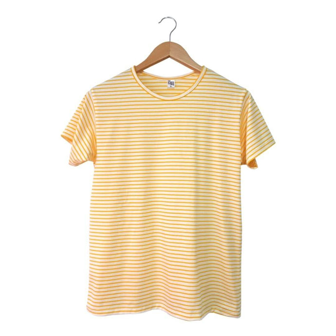 Camiseta de Rayas Amarillas y Blancas para Mujer y Hombre