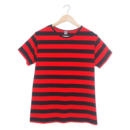 Camiseta de Rayas Rojas y Negras para Hombre y Mujer
