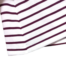 Cargar imagen en el visor de la galería, Buzo de Rayas Blancas con Vinotinto para Mujer. (Dobladillo)
