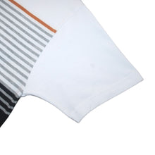 Cargar imagen en el visor de la galería, Camiseta Blanca y Negra de Rayas Grises y Dorado (Manga)
