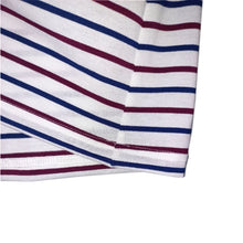 Cargar imagen en el visor de la galería, Camiseta de Rayas Azules con Vinotinto y Blanco (dobladillo)
