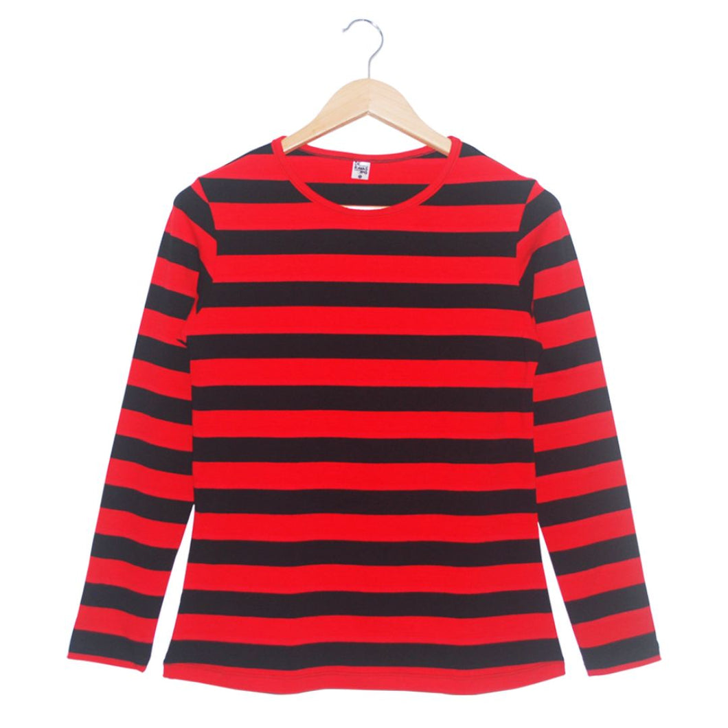Compra tu Buzo de Rayas Rojas y Negras para Mujer